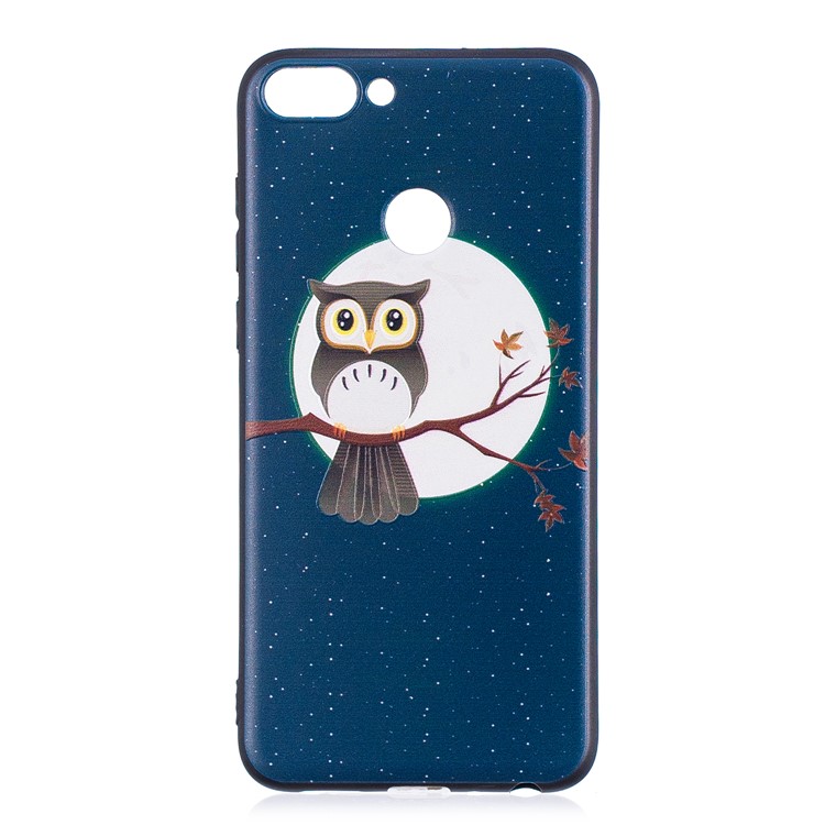 Pattern Printing Embossed TPU Case Phone Shell for Huawei P Smart / Enjoy 7S - Owl on the Branch-2