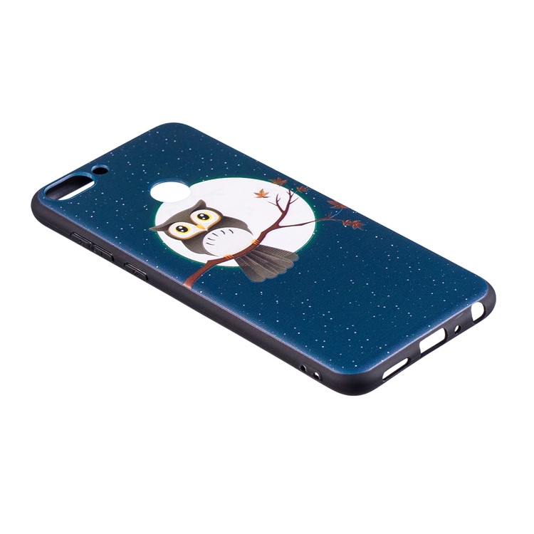 Pattern Printing Embossed TPU Case Phone Shell for Huawei P Smart / Enjoy 7S - Owl on the Branch-3