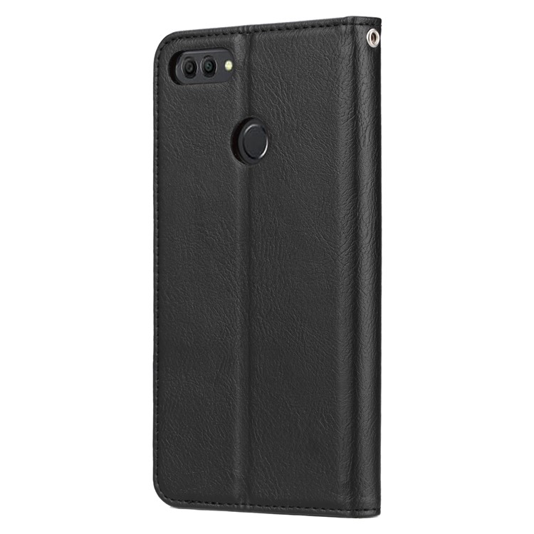 Auto-absorbed Leather Stand Wallet Case for Huawei Y9 (2018) / Enjoy 8 Plus - Black-4