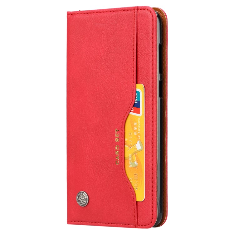 Auto-absorbed Leather Stand Wallet Cover for Huawei Y9 (2018) / Enjoy 8 Plus - Red-3