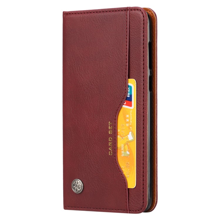 Auto-absorbed Leather Stand Wallet Phone Case for Huawei Y9 (2018) / Enjoy 8 Plus - Wine Red-3