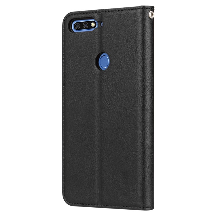 Auto-absorbed Stand Wallet Leather Case for Huawei Honor 7C / Enjoy 8 /Y7 Prime (2018)- Black-4
