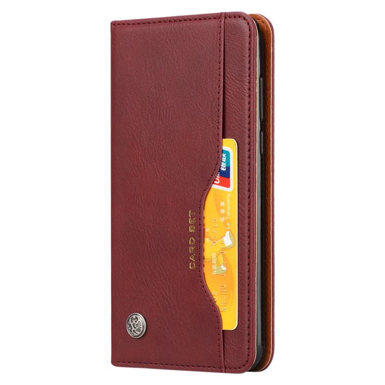 Auto-absorbed Stand Wallet Leather Mobile Case for Huawei Honor 7C / Enjoy 8 /Y7 Prime (2018)- Wine Red-3