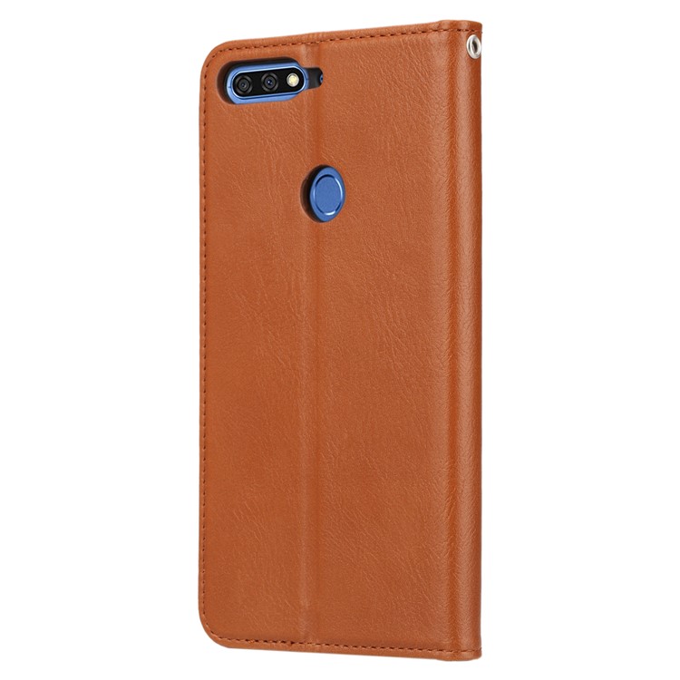 Auto-absorbed Stand Wallet Leather Mobile Cover for Huawei Honor 7C / Enjoy 8 /Y7 Prime (2018)- Brown-4