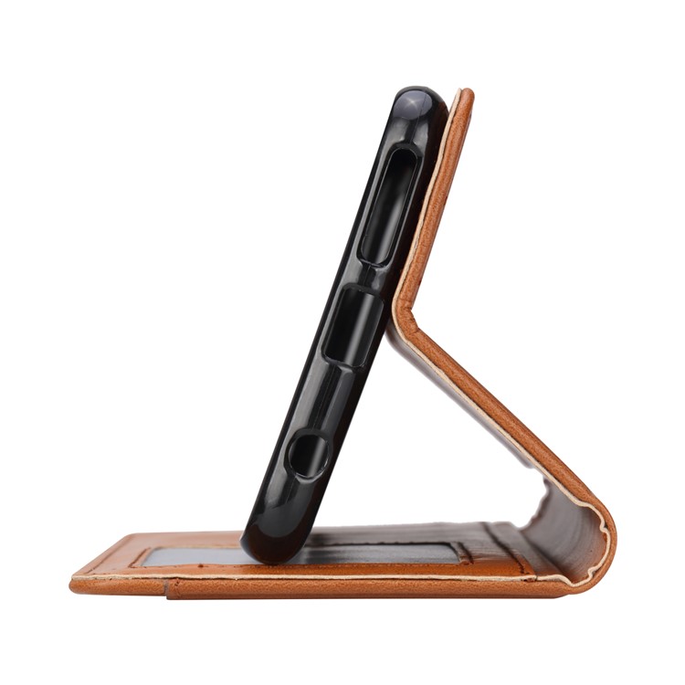 Auto-absorbed Stand Wallet Leather Mobile Cover for Huawei Honor 7C / Enjoy 8 /Y7 Prime (2018)- Brown-6