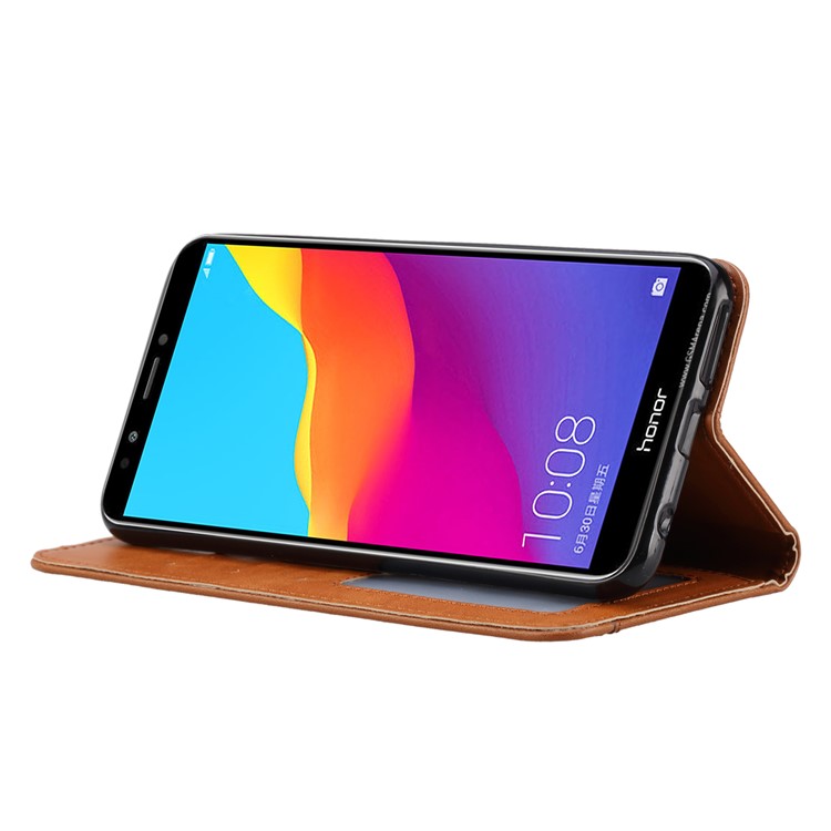 Auto-absorbed Stand Wallet Leather Mobile Cover for Huawei Honor 7C / Enjoy 8 /Y7 Prime (2018)- Brown-7
