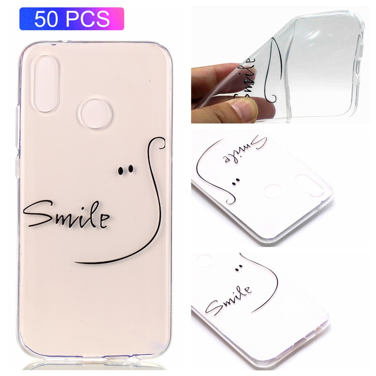 50PCS/Pack Patterned TPU Soft Back Cover for Huawei P20 Lite / Nova 3e - Smile-1