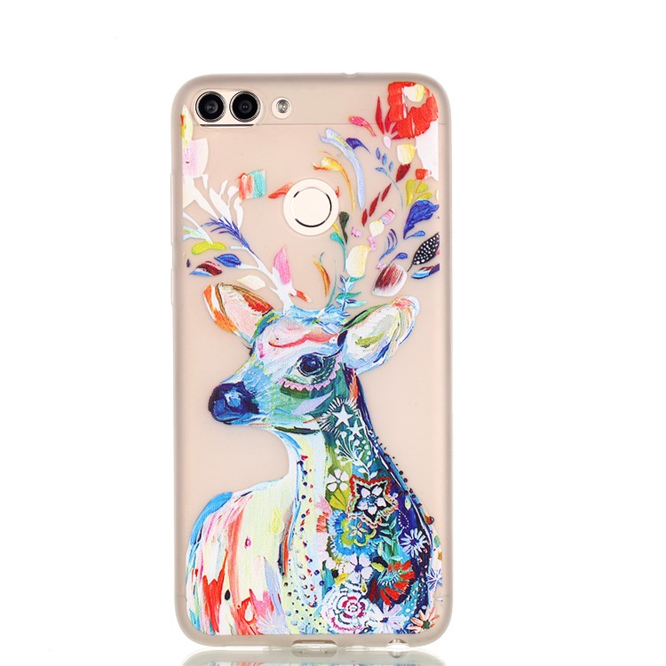 50Pcs/Set Luminous Patterned TPU Phone Cover for Huawei P Smart/Enjoy 7S - Flower Elk-2