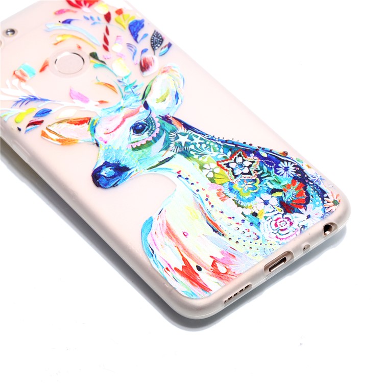50Pcs/Set Luminous Patterned TPU Phone Cover for Huawei P Smart/Enjoy 7S - Flower Elk-3