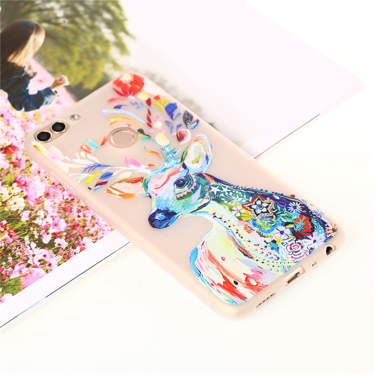50Pcs/Set Luminous Patterned TPU Phone Cover for Huawei P Smart/Enjoy 7S - Flower Elk-5