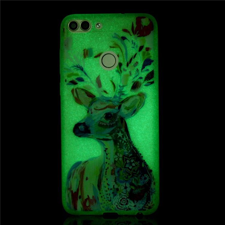 50Pcs/Set Luminous Patterned TPU Phone Cover for Huawei P Smart/Enjoy 7S - Flower Elk-6