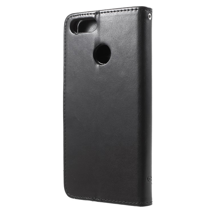 Imprint Butterfly Flowers Leather Wallet Case for Huawei Y9 (2018) / Enjoy 8 Plus - Black-3
