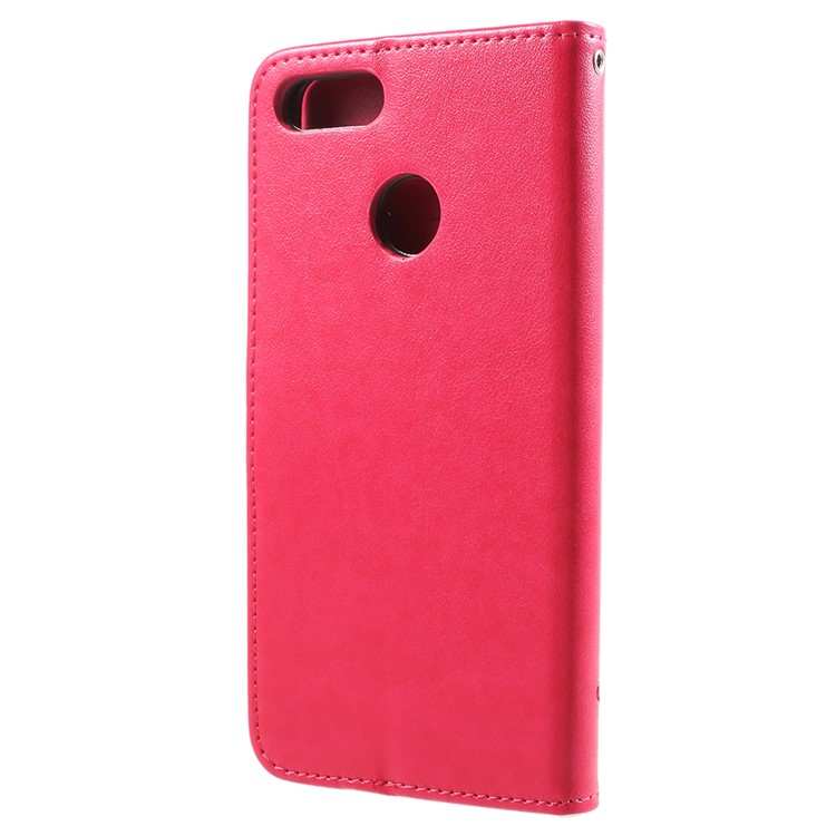 Imprint Butterfly Flowers Leather Wallet Flip Phone Case for Huawei Y9 (2018) / Enjoy 8 Plus - Red-3