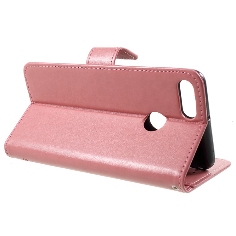 Imprint Butterfly Flowers Leather Wallet Stand Accessory Case for Huawei Y9 (2018) / Enjoy 8 Plus - Pink-4