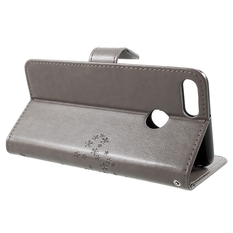 Imprint Tree Owl Pattern Wallet Leather Case Cover with Stand for Huawei Y9 (2018) / Enjoy 8 Plus - Grey-4
