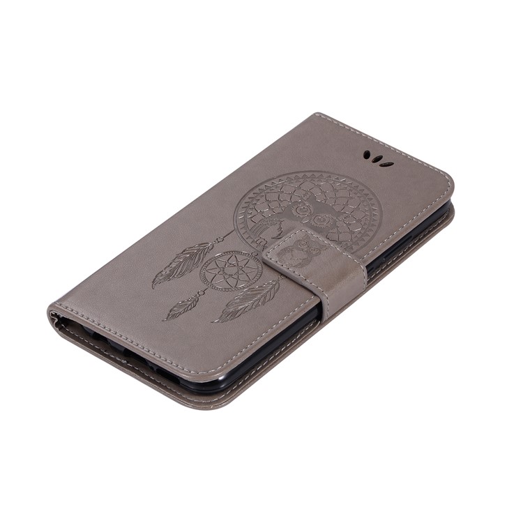 Imprinted Dream Catcher Owl Leather Wallet Case for Huawei P20 Lite / Nova 3e - Grey-7