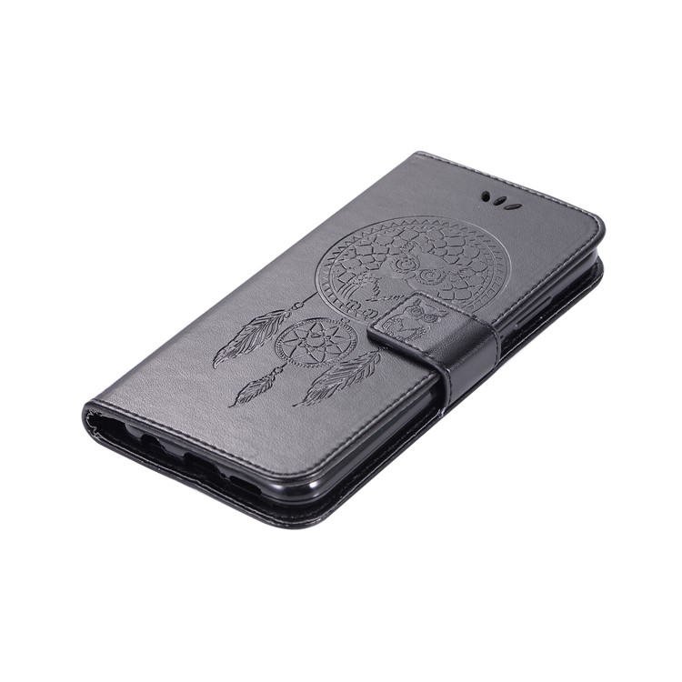 Imprinted Dream Catcher Owl Leather Wallet Cover for Huawei P20 Lite / Nova 3e - Black-4