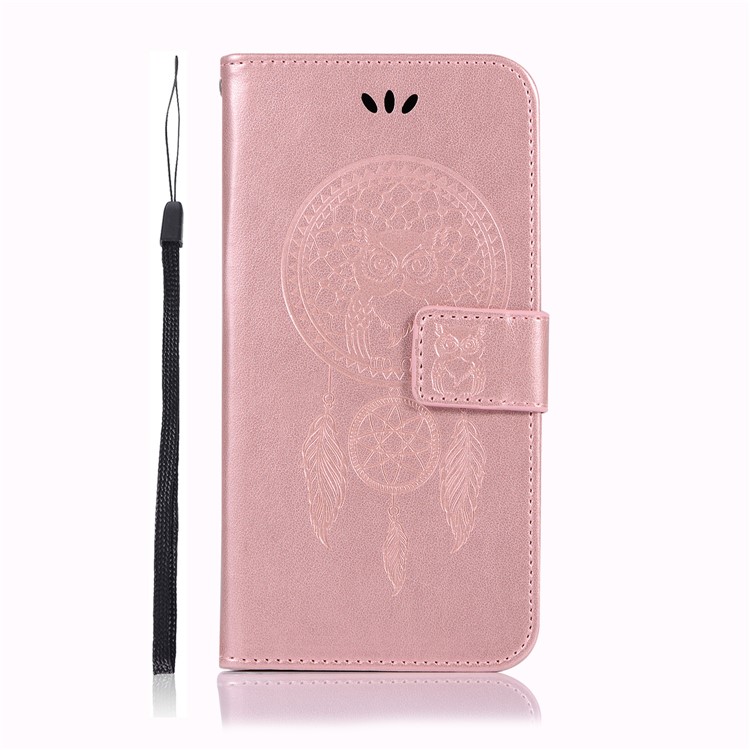 Imprinted Dream Catcher Owl PU Leather Wallet Case for Huawei P20 Lite / Nova 3e - Rose Gold-2