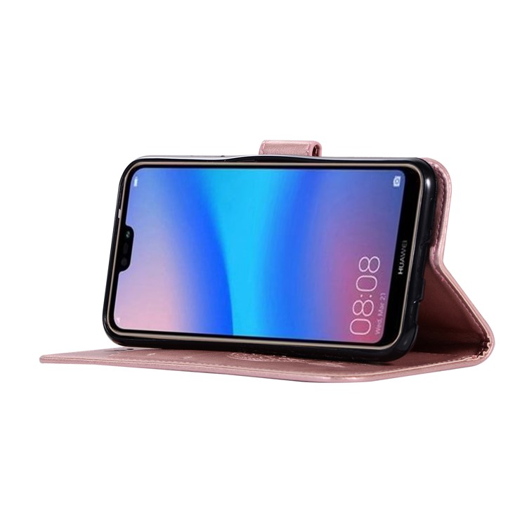 Imprinted Dream Catcher Owl PU Leather Wallet Case for Huawei P20 Lite / Nova 3e - Rose Gold-5