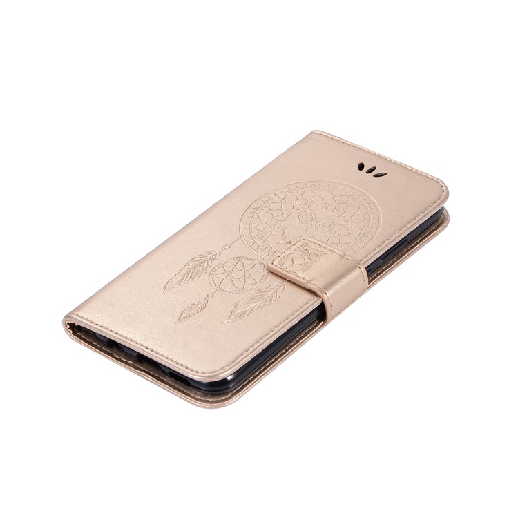Imprinted Dream Catcher Owl Leather Wallet Case Phone Shell for Huawei P20 Lite / Nova 3e - Gold-7