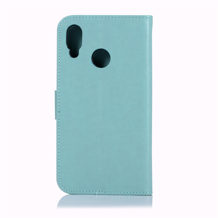 Imprinted Dream Catcher Owl Leather Stand Case with Card Slots for Huawei P20 Lite / Nova 3e - Baby Blue-3