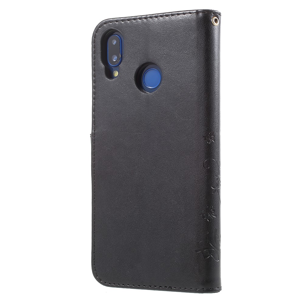 Imprint Flower Butterfly Pattern Wallet Leather Casing for Huawei P20 Lite/Nova 3e - Black-3
