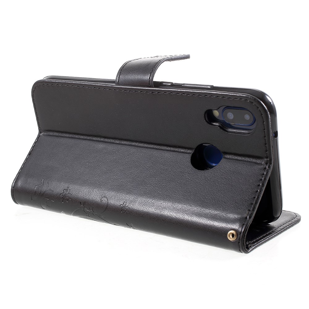 Imprint Flower Butterfly Pattern Wallet Leather Casing for Huawei P20 Lite/Nova 3e - Black-5