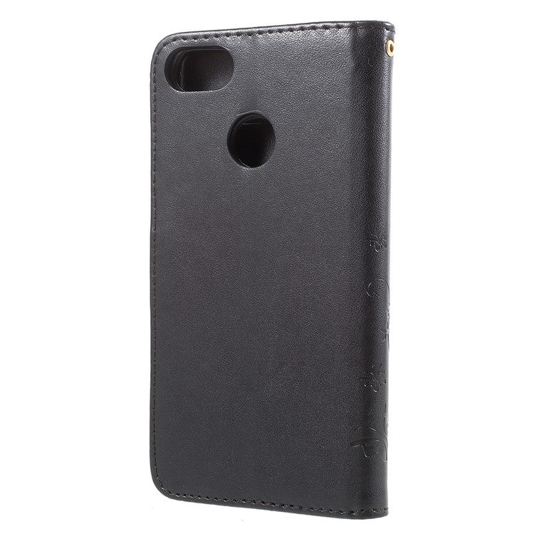 Imprint Flower Butterfly Pattern Wallet Leather Casing for Huawei Y6 Pro (2017) / Enjoy 7 / P9 lite mini - Black-3