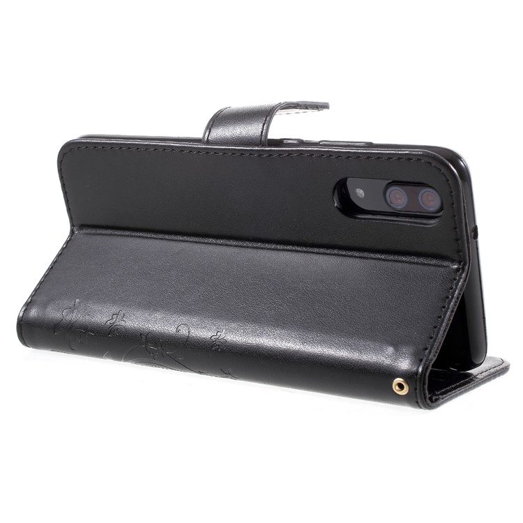 Imprint Flower Butterfly Pattern Wallet Leather Case Accessory for Huawei P20 - Black-5