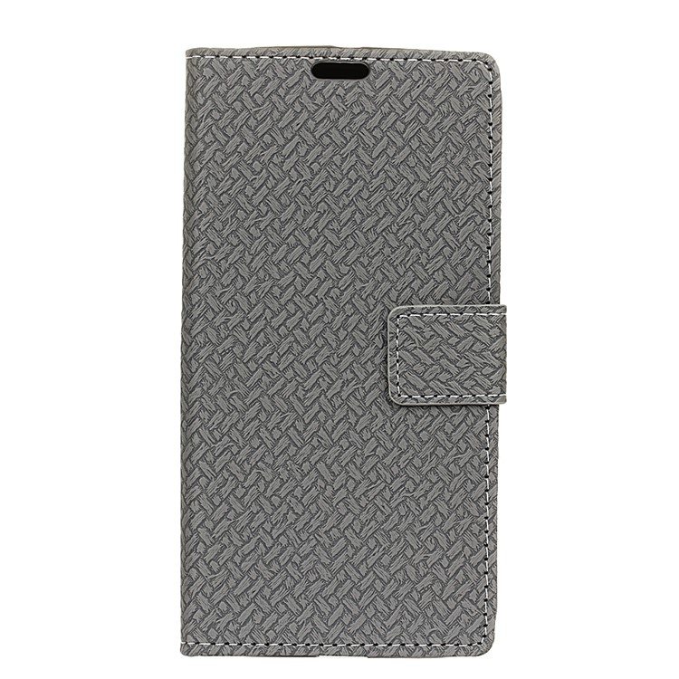 Woven Texture Wallet Stand Leather Cover for Huawei P20 Lite / Nova 3e (China) - Grey-1