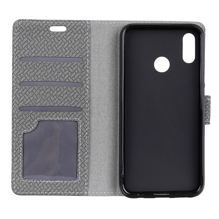 Woven Texture Wallet Stand Leather Cover for Huawei P20 Lite / Nova 3e (China) - Grey-3