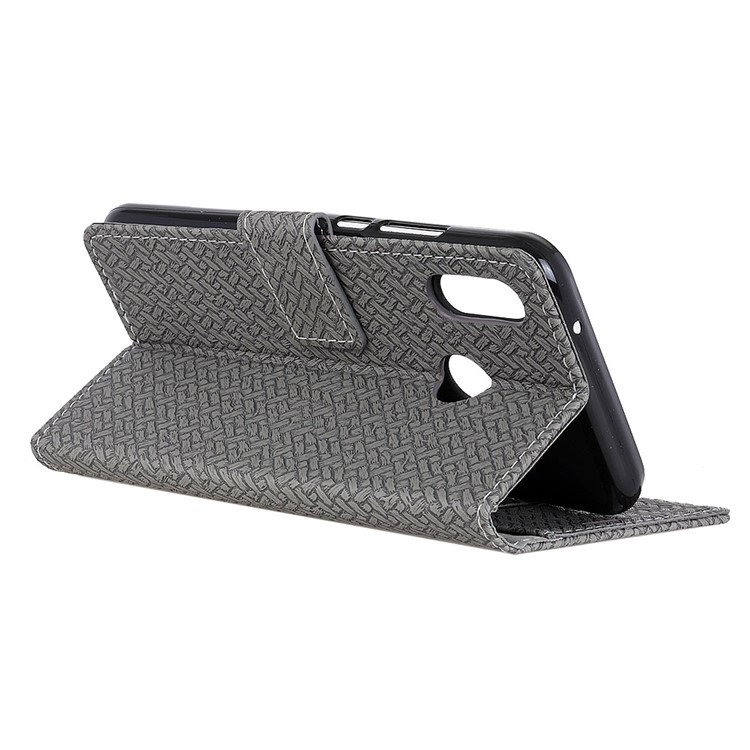 Woven Texture Wallet Stand Leather Cover for Huawei P20 Lite / Nova 3e (China) - Grey-4