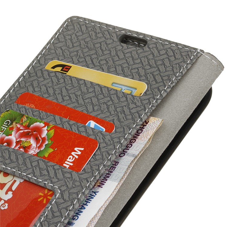 Woven Texture Wallet Stand Leather Cover for Huawei P20 Lite / Nova 3e (China) - Grey-5