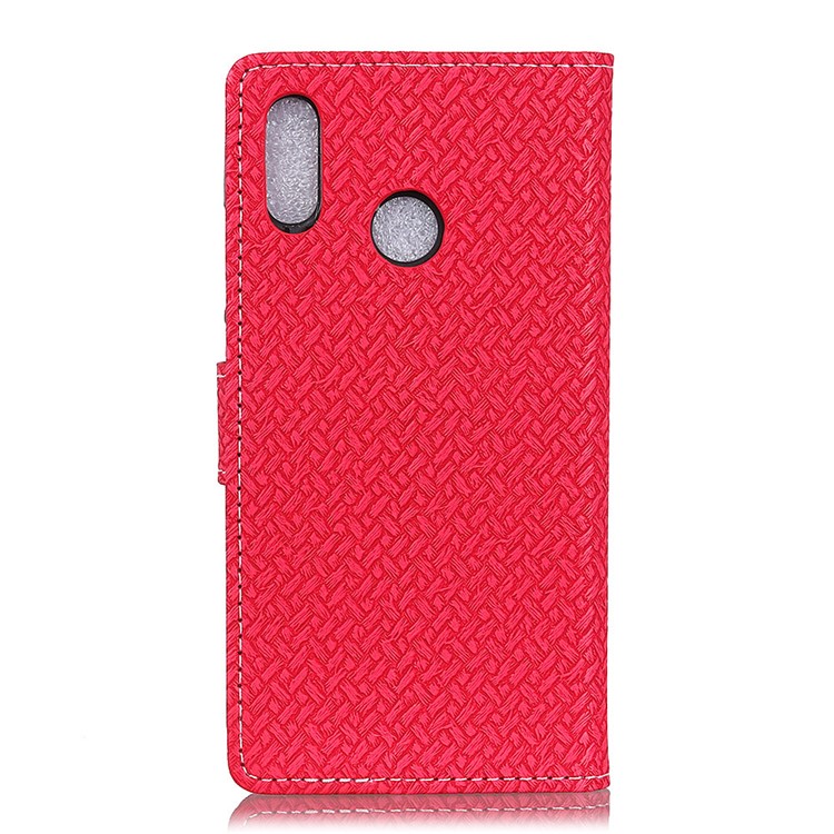 Woven Texture Wallet Stand Leather Shell for Huawei P20 Lite / Nova 3e (China) - Red-2