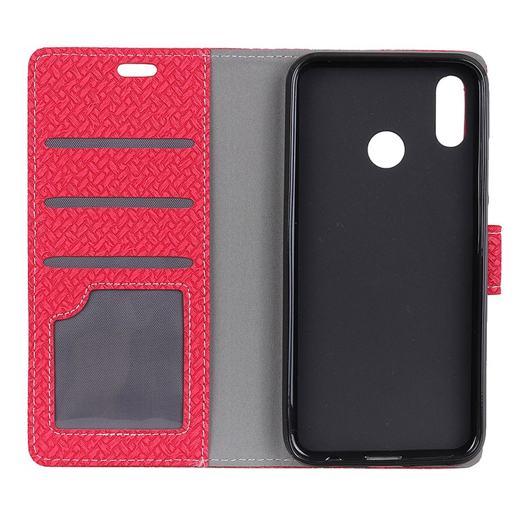Woven Texture Wallet Stand Leather Shell for Huawei P20 Lite / Nova 3e (China) - Red-3