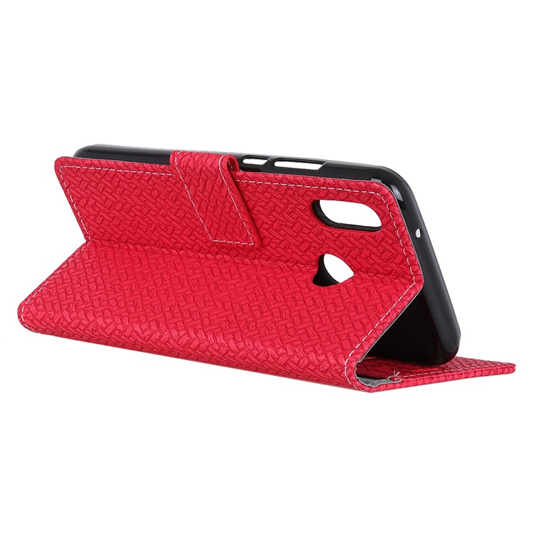 Woven Texture Wallet Stand Leather Shell for Huawei P20 Lite / Nova 3e (China) - Red-4
