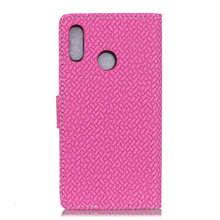 Woven Texture Wallet Stand Leather Phone Case for Huawei P20 Lite / Nova 3e (China) - Rose-2