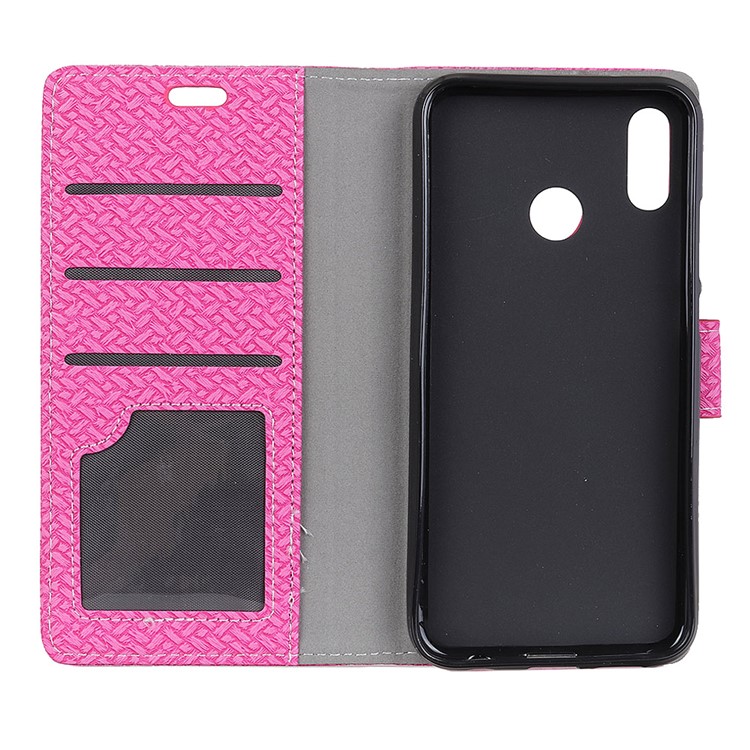 Woven Texture Wallet Stand Leather Phone Case for Huawei P20 Lite / Nova 3e (China) - Rose-3