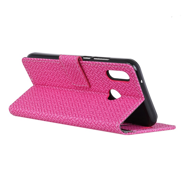 Woven Texture Wallet Stand Leather Phone Case for Huawei P20 Lite / Nova 3e (China) - Rose-4