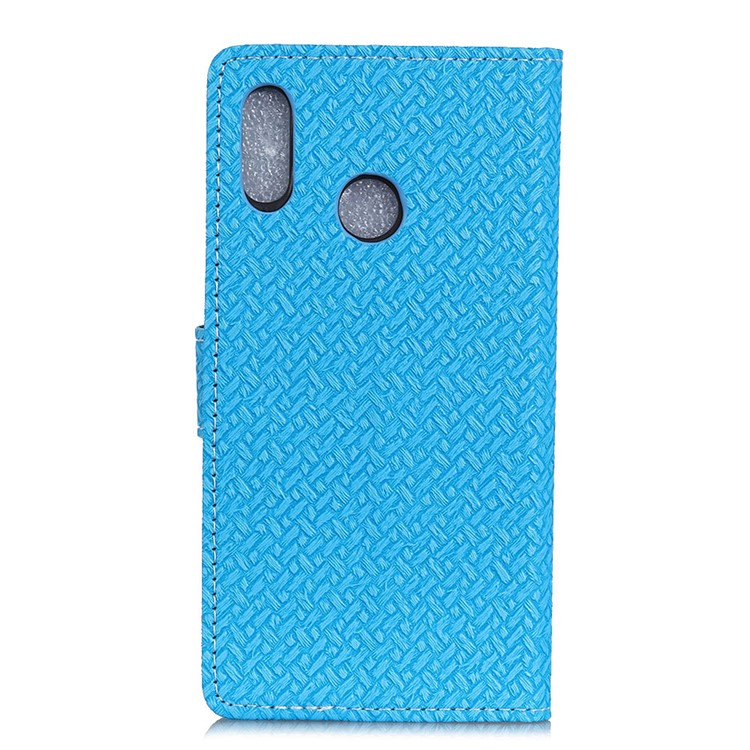Woven Texture Wallet Stand Leather Mobile Casing for Huawei P20 Lite / Nova 3e (China) - Blue-2