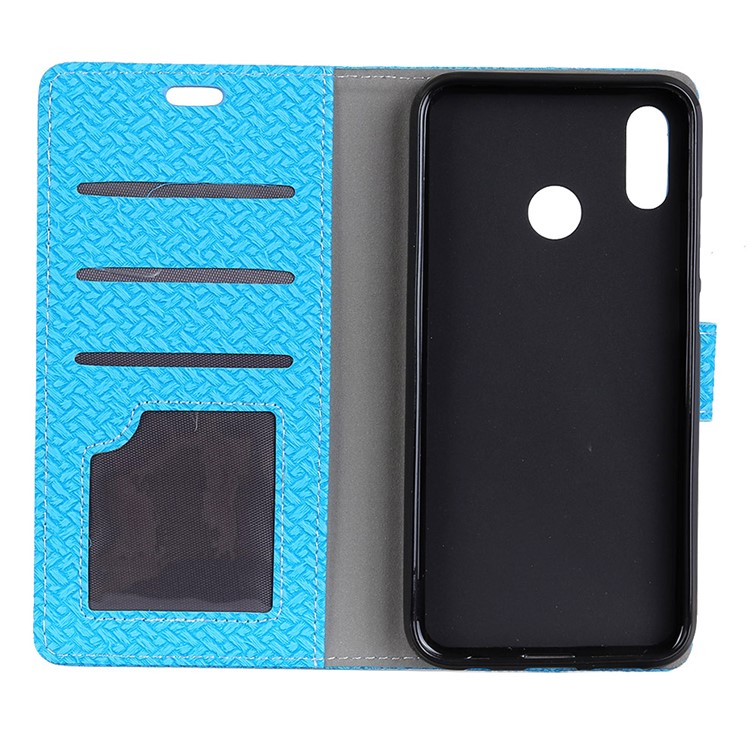 Woven Texture Wallet Stand Leather Mobile Casing for Huawei P20 Lite / Nova 3e (China) - Blue-3