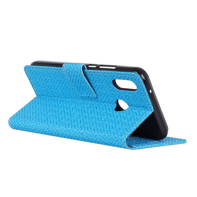 Woven Texture Wallet Stand Leather Mobile Casing for Huawei P20 Lite / Nova 3e (China) - Blue-4