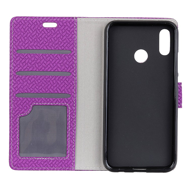 Woven Texture Wallet Stand Leather Cellphone Case for Huawei P20 Lite / Nova 3e (China) - Purple-3