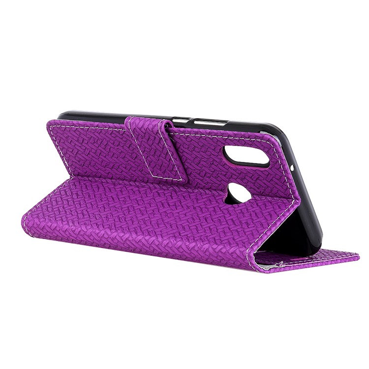 Woven Texture Wallet Stand Leather Cellphone Case for Huawei P20 Lite / Nova 3e (China) - Purple-4