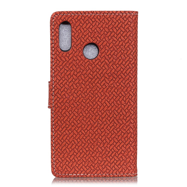 Woven Texture Wallet Stand Leather Case Accessory for Huawei P20 Lite / Nova 3e (China) - Brown-2