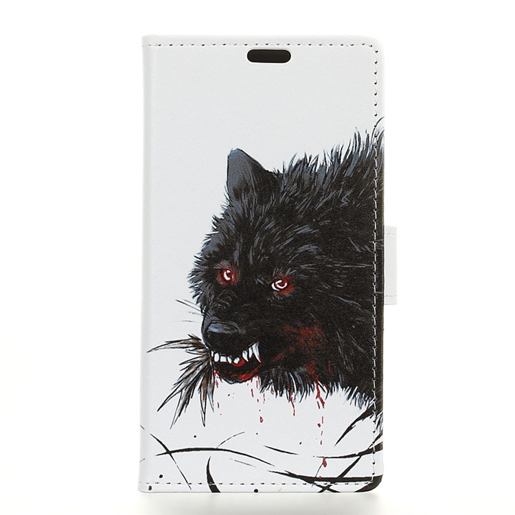 Pattern Printing Stand Leather Wallet Mobile Phone Case for Huawei P20 Lite/Nova 3e - Bloody Wolf-1