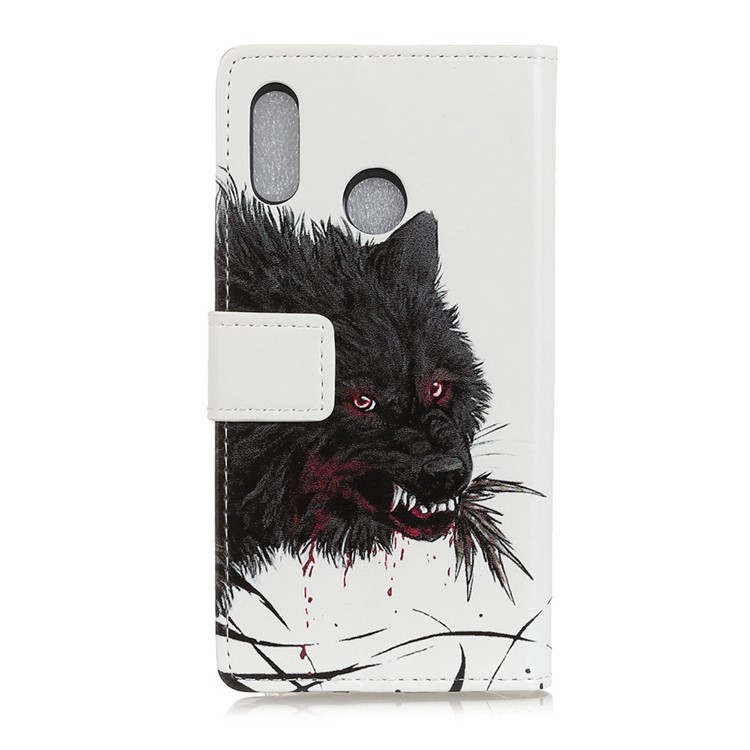 Pattern Printing Stand Leather Wallet Mobile Phone Case for Huawei P20 Lite/Nova 3e - Bloody Wolf-2