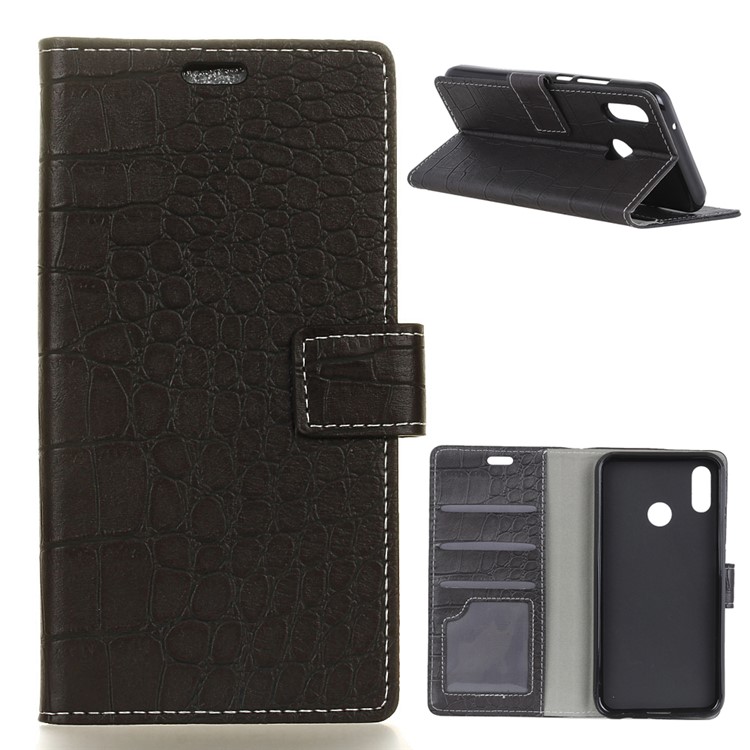 Vintage Crocodile Texture PU Leather Protection Mobile Casing with Card Holder for Huawei P20 Lite/Nova 3e - Black-1