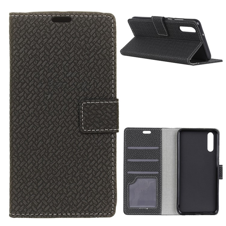 For Huawei P20 Pro Woven Texture Wallet Stand Leather Case - Black-1