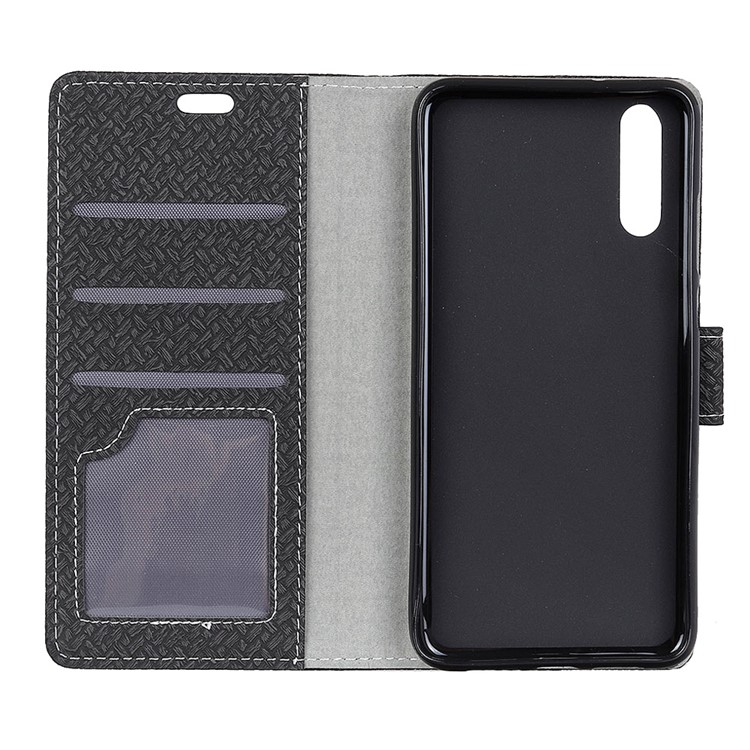 For Huawei P20 Pro Woven Texture Wallet Stand Leather Case - Black-4